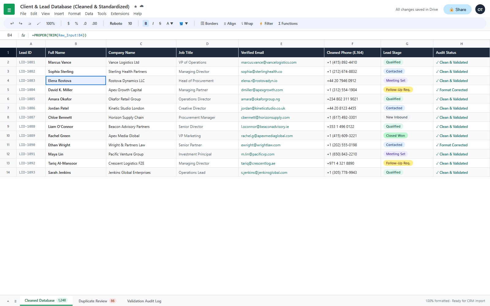 Lead & Contact Database Sanitization
