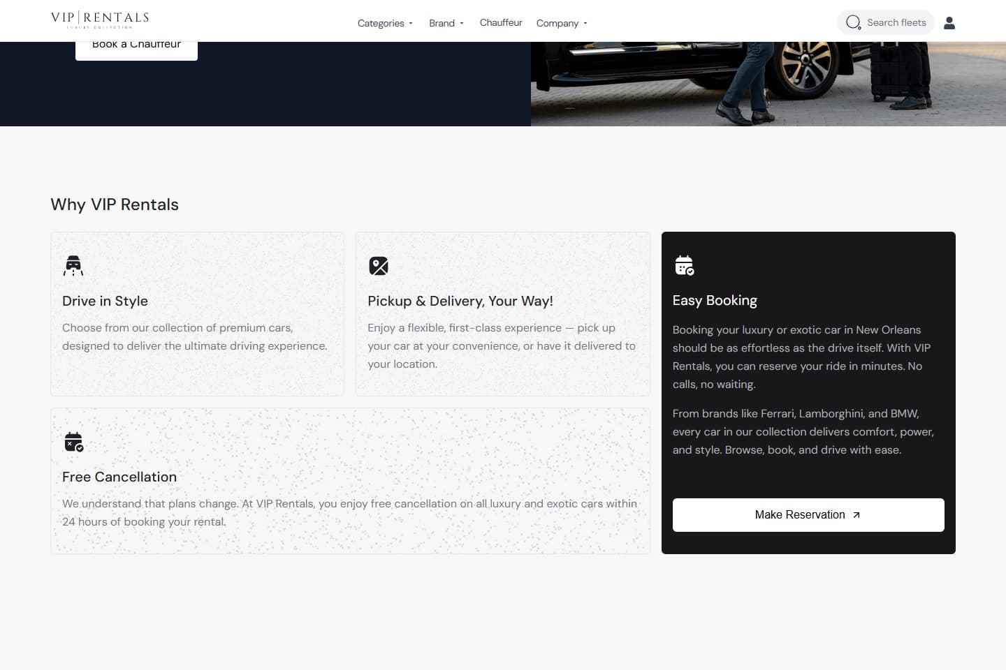 VIP Rentals page screenshot 3
